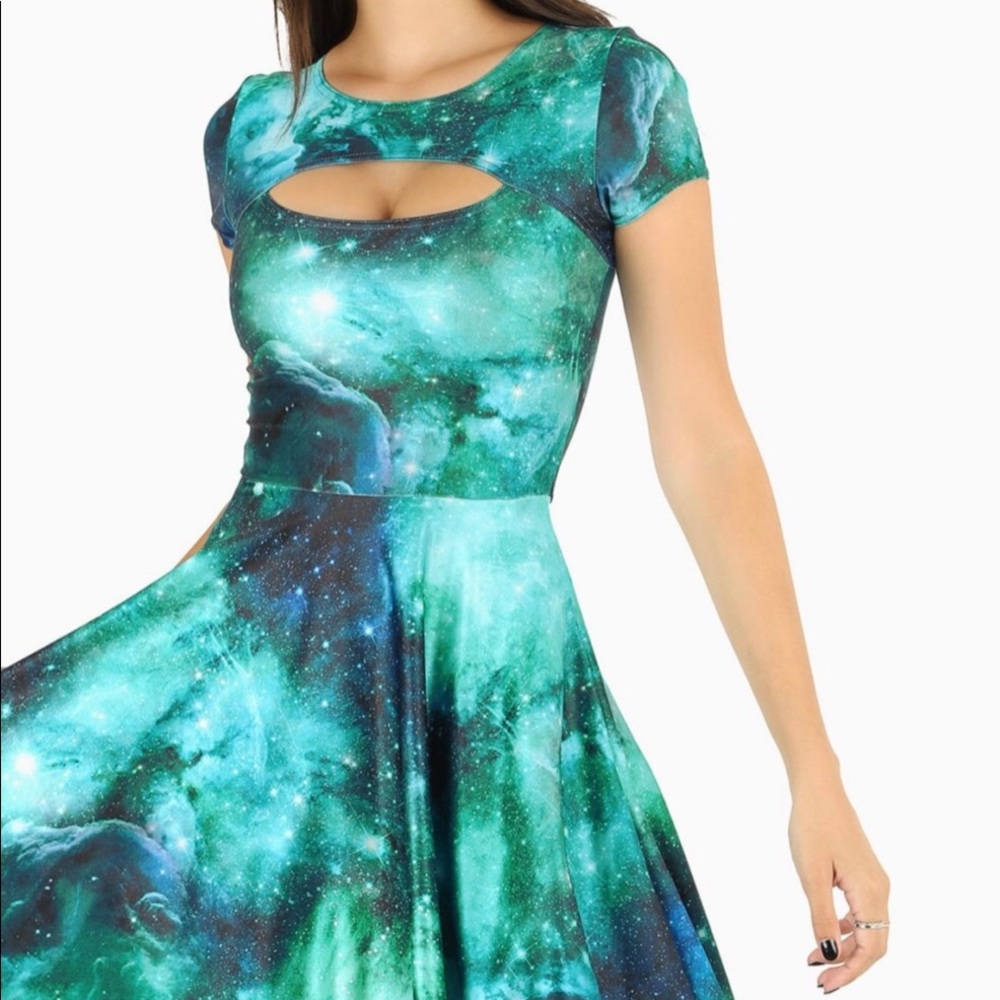 Blackmilk peephole galaxy longline dress